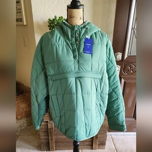 Green Quilted Pullover Jacket